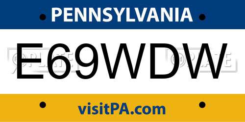 E69WDW Pennsylvania License Plate