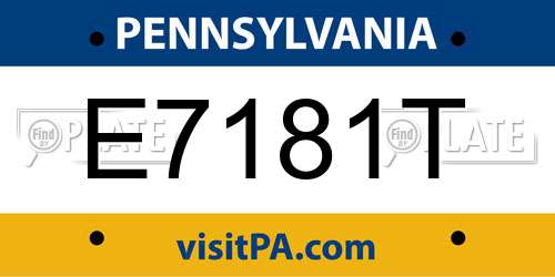 E7181T Pennsylvania License Plate
