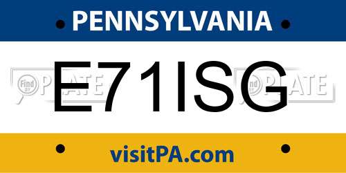 E71ISG Pennsylvania License Plate