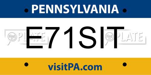E71SIT Pennsylvania License Plate
