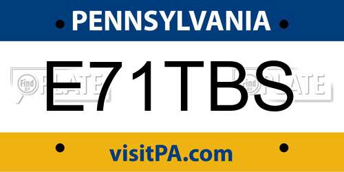 E71TBS Pennsylvania License Plate