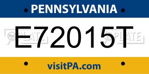 E72015T Pennsylvania License Plate