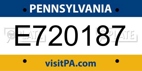 E720187 Pennsylvania License Plate