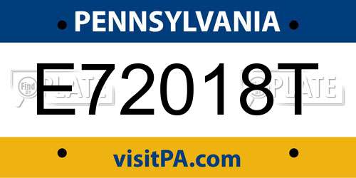 E72018T Pennsylvania License Plate