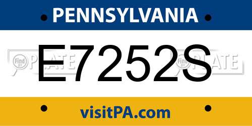 E7252S Pennsylvania License Plate