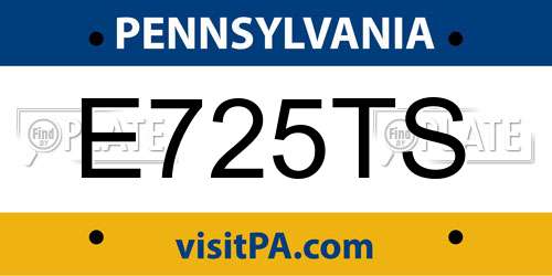 E725TS Pennsylvania License Plate