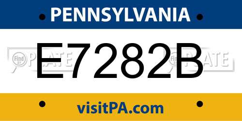 E7282B Pennsylvania License Plate