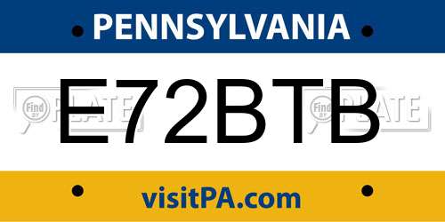 E72BTB Pennsylvania License Plate