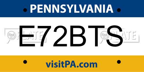 E72BTS Pennsylvania License Plate