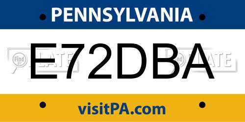E72DBA Pennsylvania License Plate