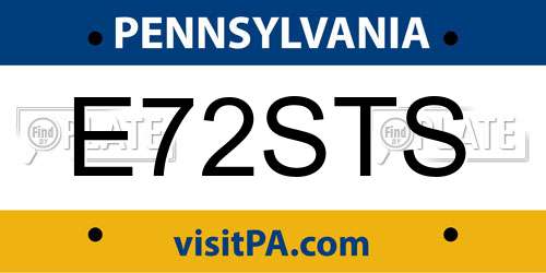 E72STS Pennsylvania License Plate