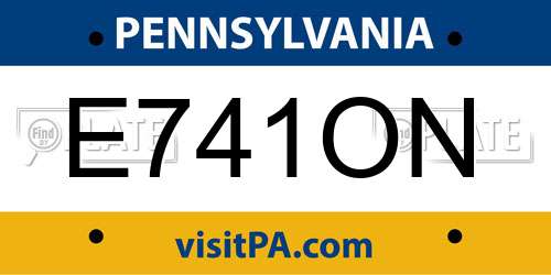 E741ON Pennsylvania License Plate