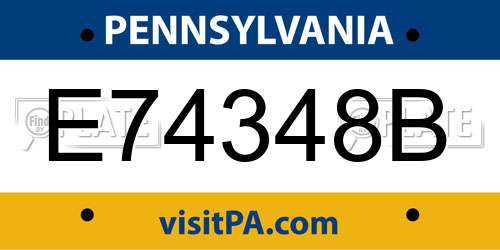 E74348B Pennsylvania License Plate