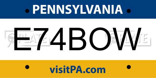 E74BOW Pennsylvania License Plate