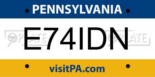 E74IDN Pennsylvania License Plate