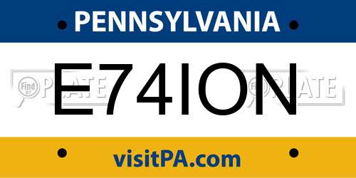 E74ION Pennsylvania License Plate