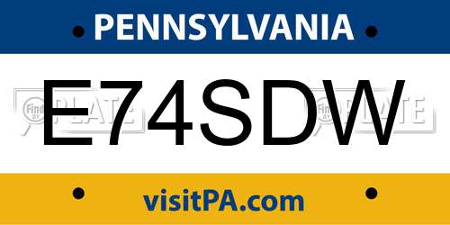 E74SDW Pennsylvania License Plate