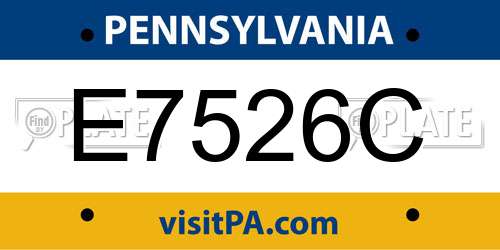 E7526C Pennsylvania License Plate