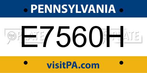 E7560H Pennsylvania License Plate