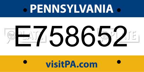 E758652 Pennsylvania License Plate