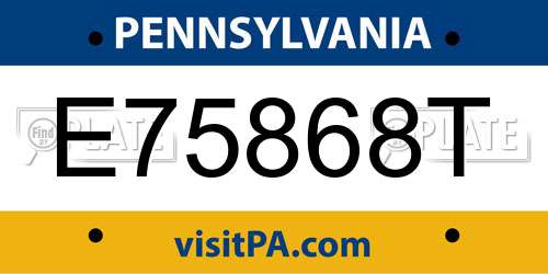 E75868T Pennsylvania License Plate