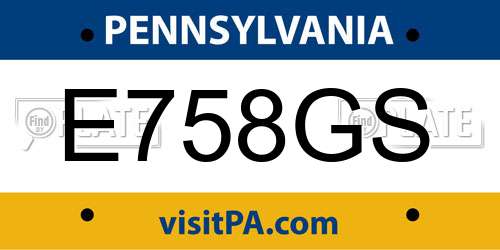 E758GS Pennsylvania License Plate