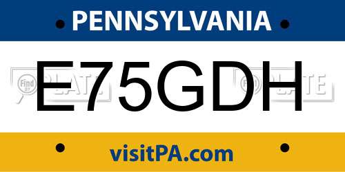 E75GDH Pennsylvania License Plate
