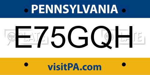 E75GQH Pennsylvania License Plate