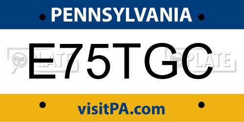 E75TGC Pennsylvania License Plate