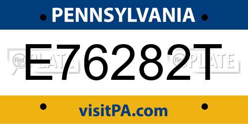 E76282T Pennsylvania License Plate