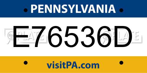 E76536D Pennsylvania License Plate