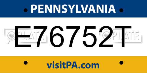E76752T Pennsylvania License Plate