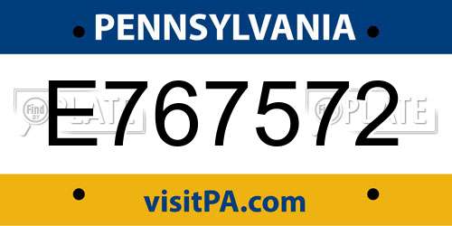 E767572 Pennsylvania License Plate