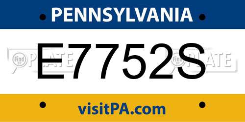 E7752S Pennsylvania License Plate