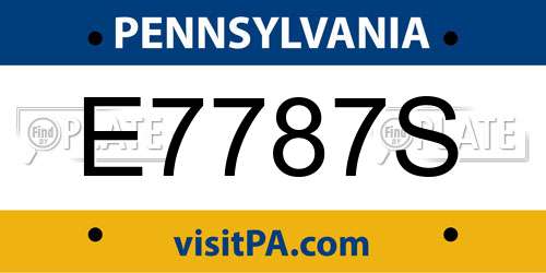 E7787S Pennsylvania License Plate