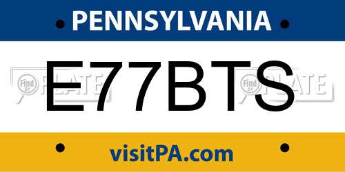 E77BTS Pennsylvania License Plate