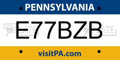 E77BZB Pennsylvania License Plate