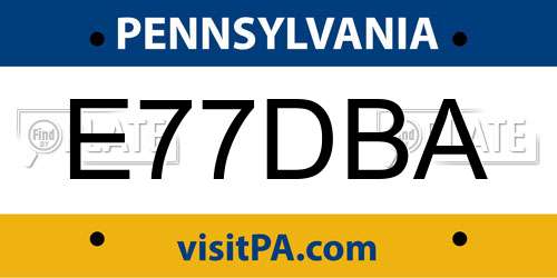 E77DBA Pennsylvania License Plate