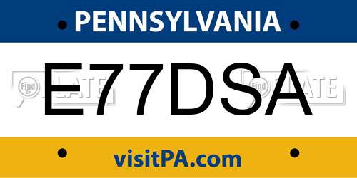 E77DSA Pennsylvania License Plate