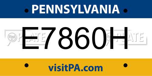 E7860H Pennsylvania License Plate