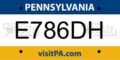E786DH Pennsylvania License Plate