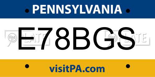 E78BGS Pennsylvania License Plate