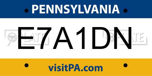 E7A1DN Pennsylvania License Plate