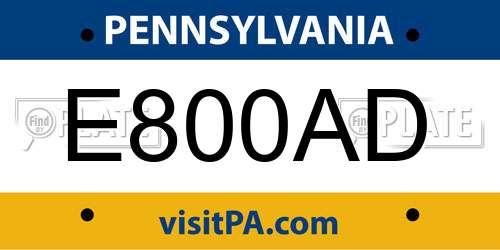 E800AD Pennsylvania License Plate