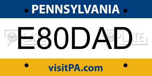 E80DAD Pennsylvania License Plate