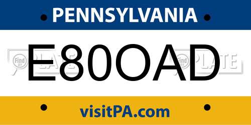 E80OAD Pennsylvania License Plate