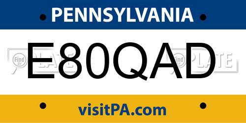 E80QAD Pennsylvania License Plate