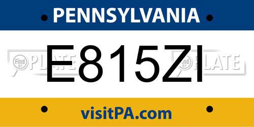 E815ZI Pennsylvania License Plate