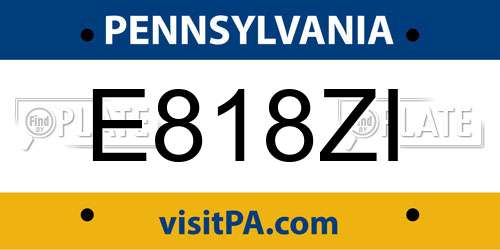 E818ZI Pennsylvania License Plate