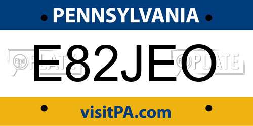 E82JEO Pennsylvania License Plate